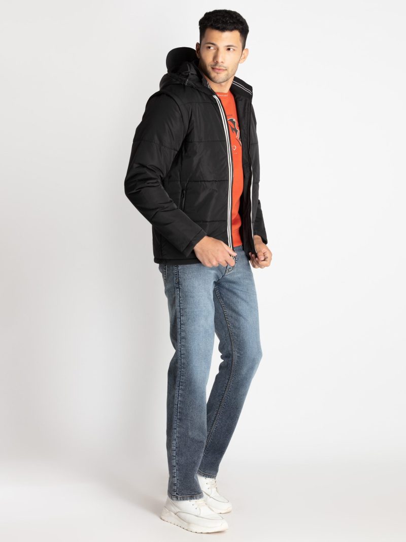 Mens Solid Jacket With Detachable Sleeves