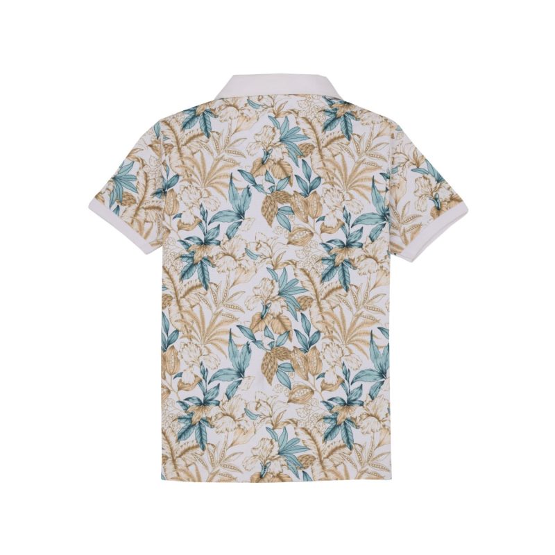 Status Quo Boys Floral Print Polo Collar Half Sleeves Regular Fit Tshirt