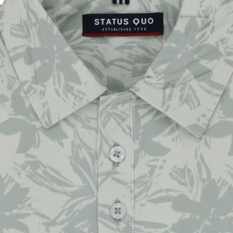 Status Quo Boys Floral Print Polo Collar Half Sleeves Regular Fit Tshirt