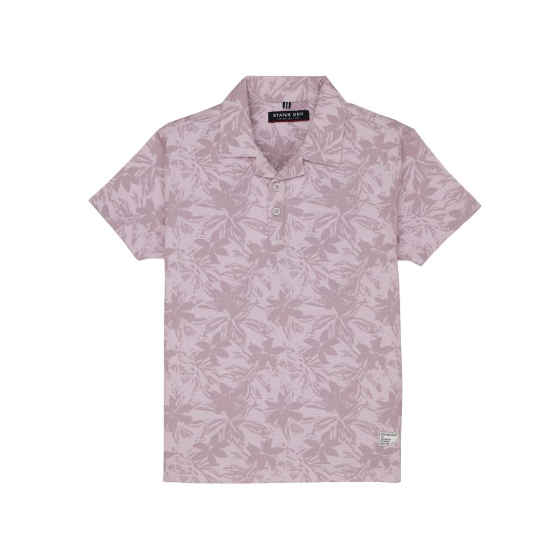Status Quo Boys Floral Print Polo Collar Half Sleeves Regular Fit Tshirt