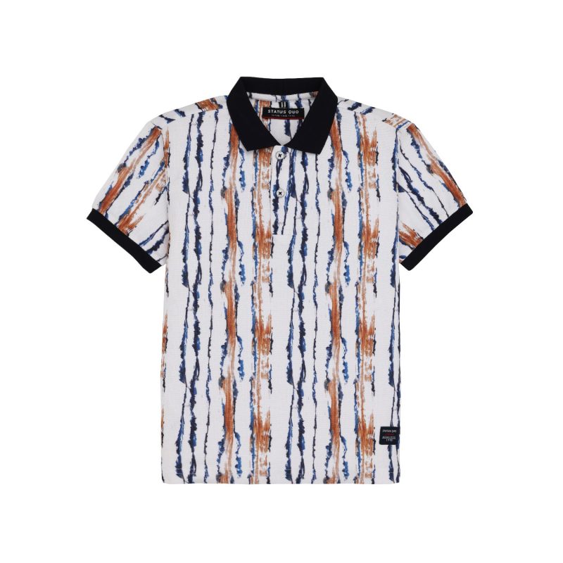 Status Quo Boys Printed Polo Collar Half Sleeves Regular Fit Tshirt