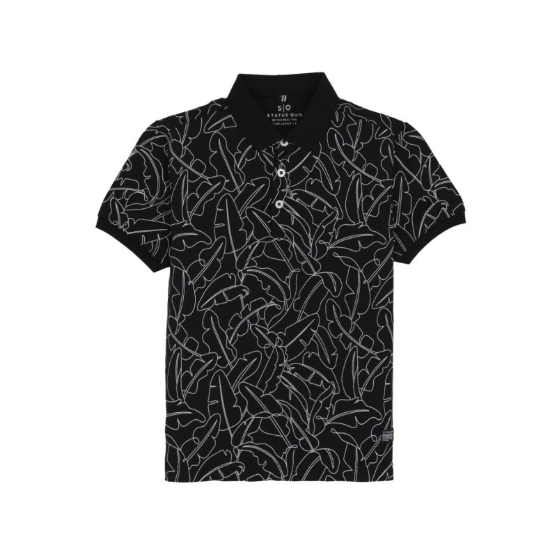 Status Quo Boys Abstract Print Polo Collar Half Sleeves Regular Fit Tshirt