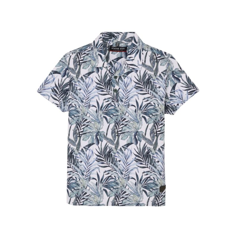 Status Quo Boys Abstract Print Polo Collar Half Sleeves Regular Fit Tshirt