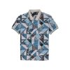 Status Quo Boys Geometric Print Polo Collar Half Sleeves Regular Fit Tshirt