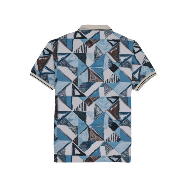 Status Quo Boys Geometric Print Polo Collar Half Sleeves Regular Fit Tshirt