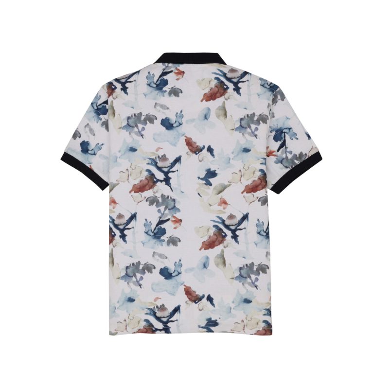 Status Quo Boys Floral Print Polo Collar Half Sleeves Regular Fit Tshirt