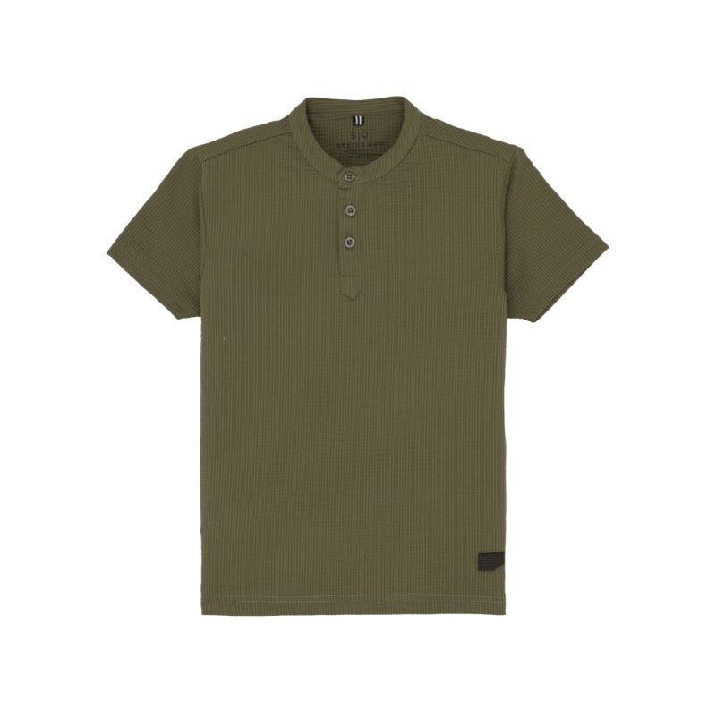 Status Quo Boys All-Over Solid Solid Henley Neck Tshirt