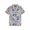 Status Quo Boys Geometric Print Polo Collar Half Sleeves Regular Fit Tshirt