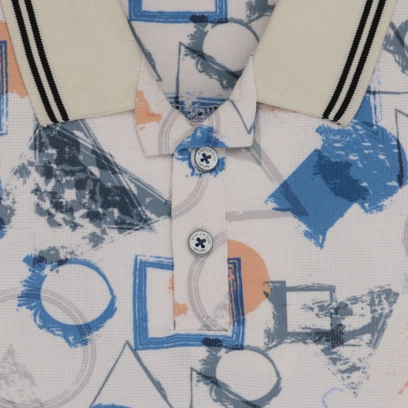 Status Quo Boys Geometric Print Polo Collar Half Sleeves Regular Fit Tshirt