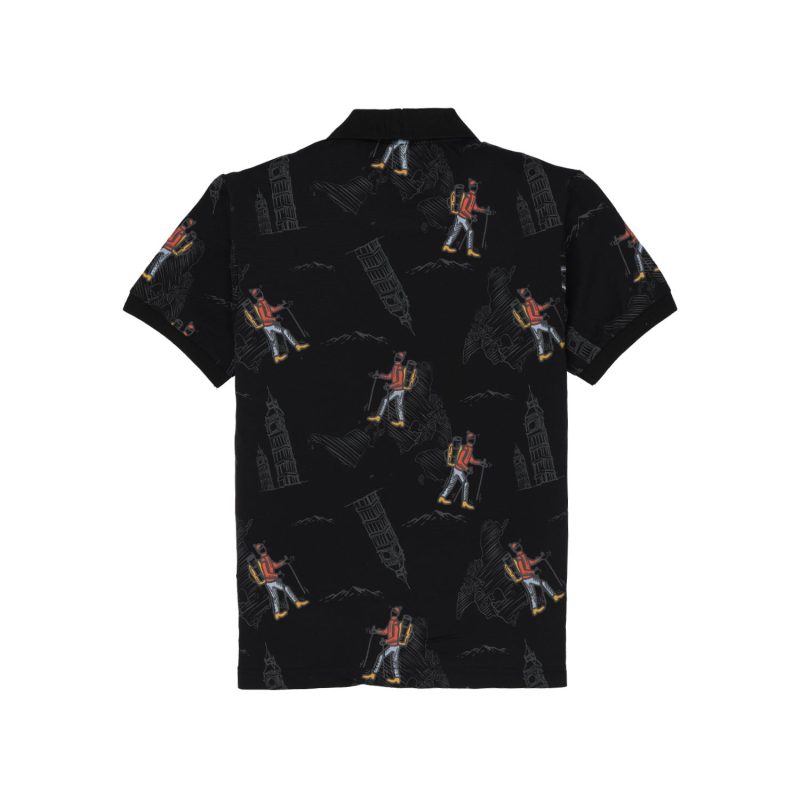 Status Quo Boys Graphic Print Polo Collar Half Sleeves Regular Fit Tshirt