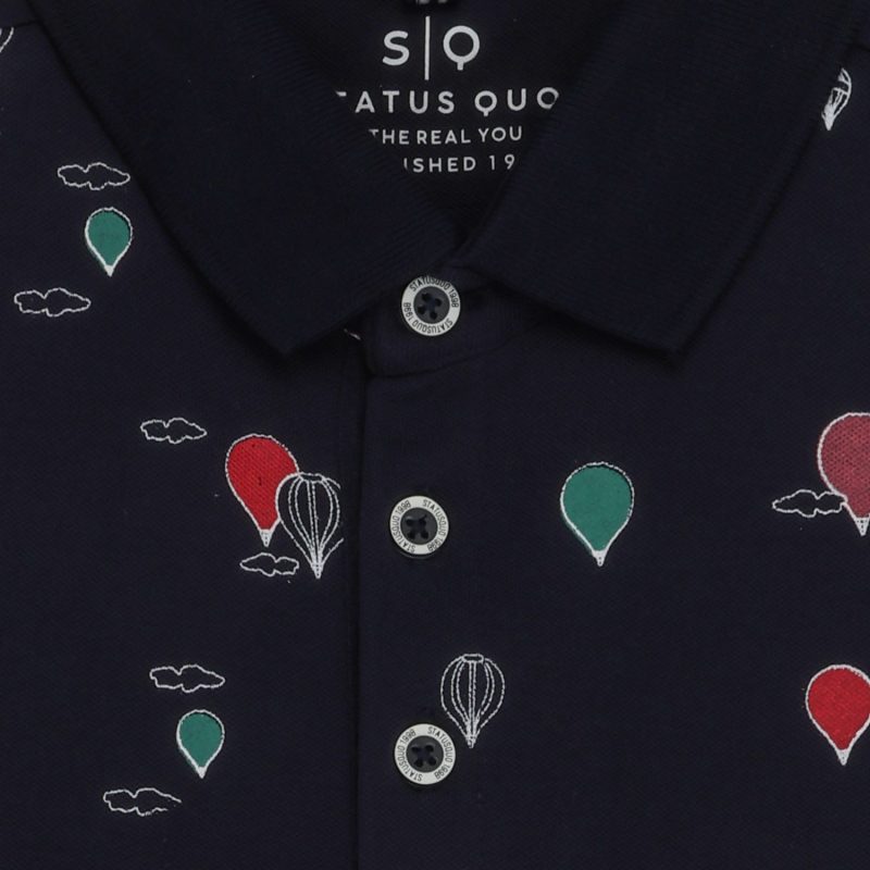 Status Quo Boys Abstract Print Polo Collar Half Sleeves Regular Fit Tshirt