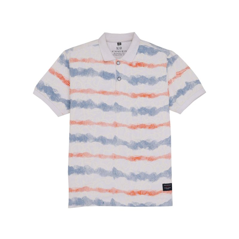 Status Quo Boys Printed Polo Collar Half Sleeves Regular Fit Tshirt