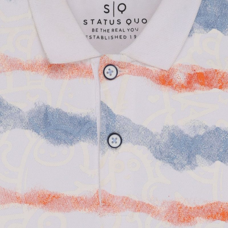 Status Quo Boys Printed Polo Collar Half Sleeves Regular Fit Tshirt
