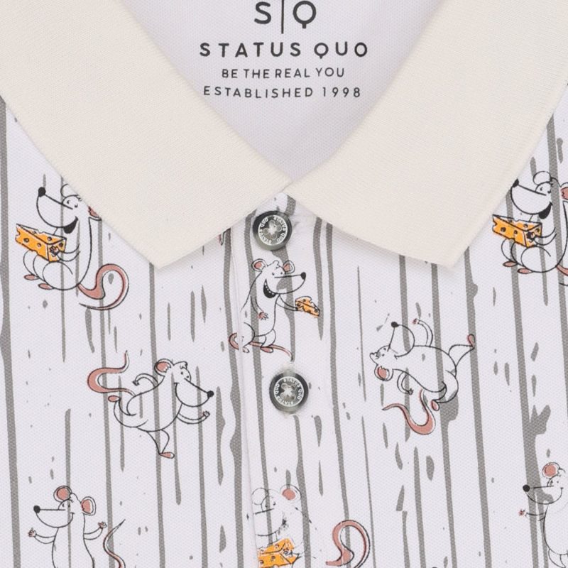 Status Quo Boys Abstract Print Polo Collar Half Sleeves Regular Fit Tshirt