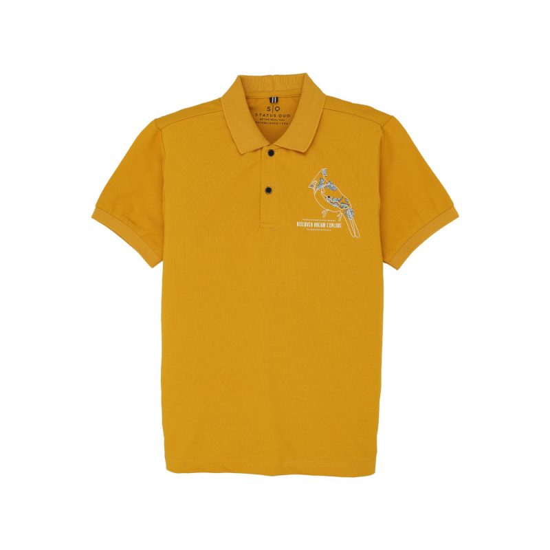 Status Quo Boys Graphic Print Polo Collar Half Sleeves Regular Fit Tshirt