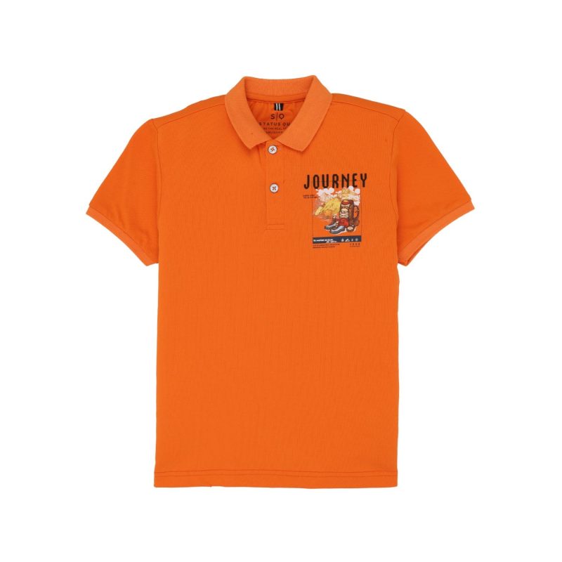 Status Quo Boys All-Over Graphic Printed Polo Collar Tshirt