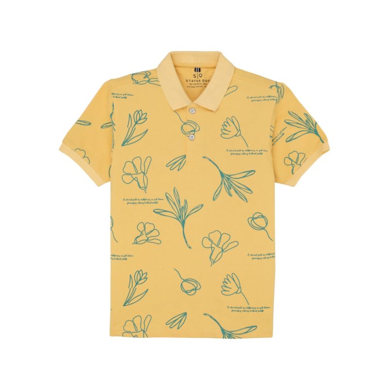 Status Quo Boys All-Over Floral Printed Polo Collar Tshirt