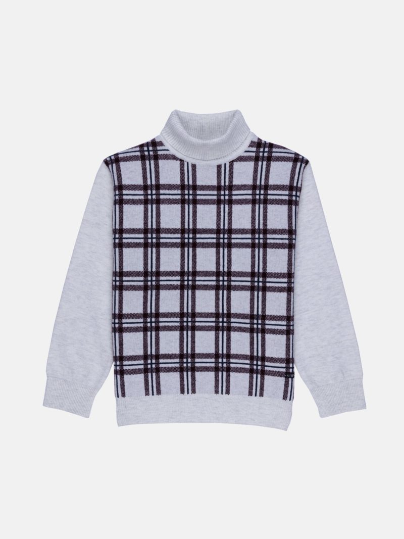 Status Quo Boys Checkered Round Neck Sweater