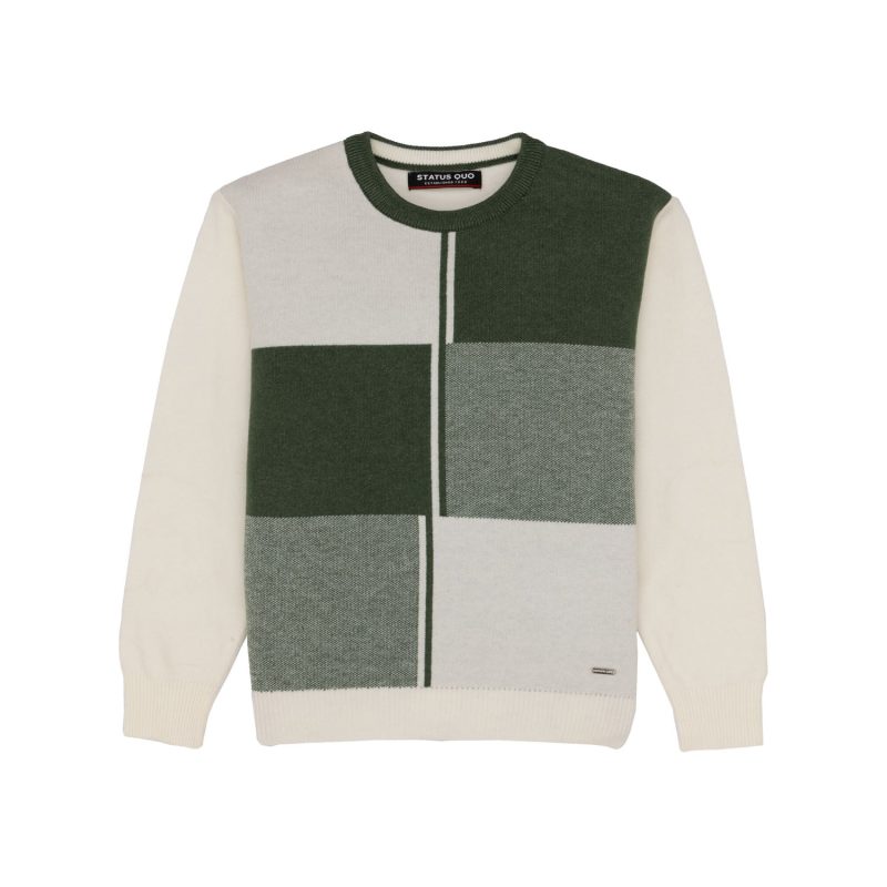 Status Quo Boys Checkered Round Neck Sweater