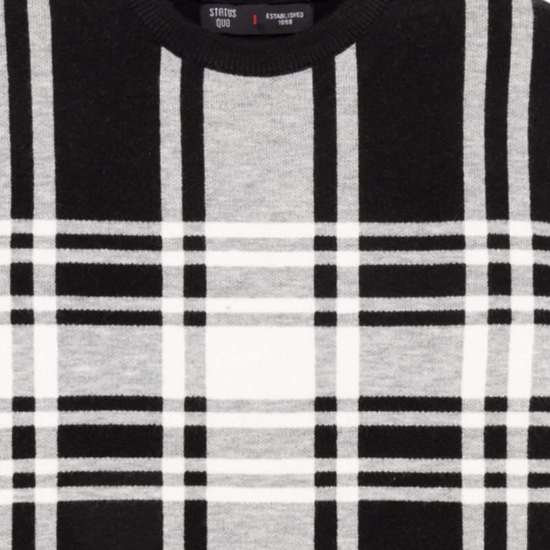 Status Quo Boys Checkered Round Neck Sweater