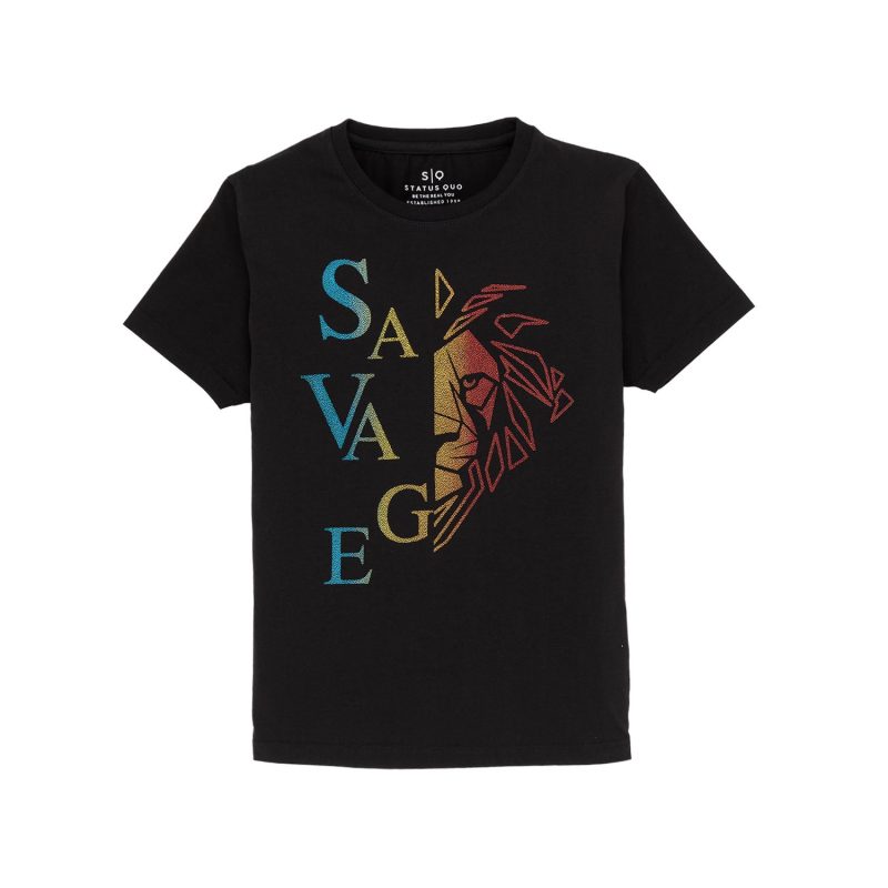 Status Quo Boys Printed Round Neck T-Shirt