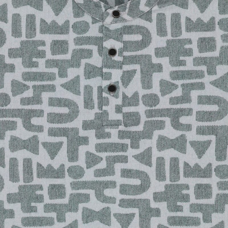 Status Quo Boys Geometric Print Henley Neck Half Sleeves Regular Fit Tshirt