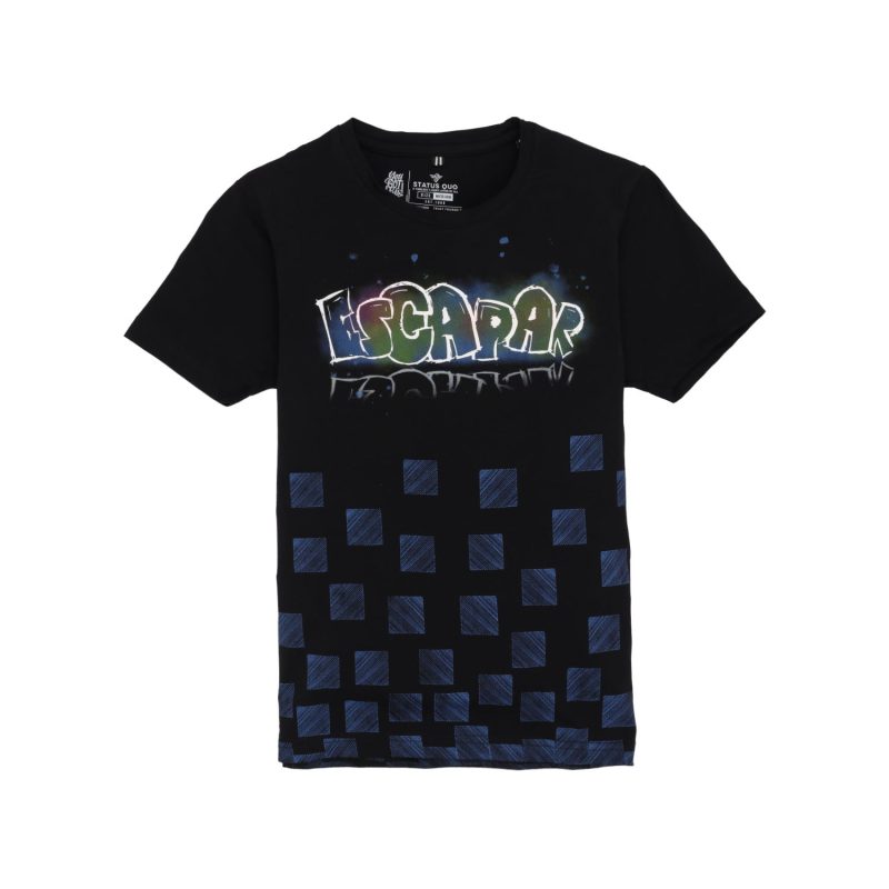 Status Quo Boys Geometric Print Round Neck Half Sleeves Regular Fit Tshirt