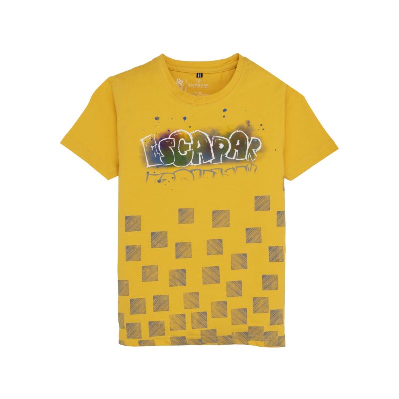 Status Quo Boys Geometric Print Round Neck Half Sleeves Regular Fit Tshirt