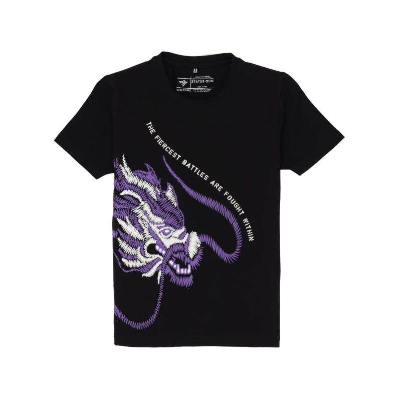 Status Quo Boys Graphic Print Round Neck Half Sleeves Regular Fit Tshirt