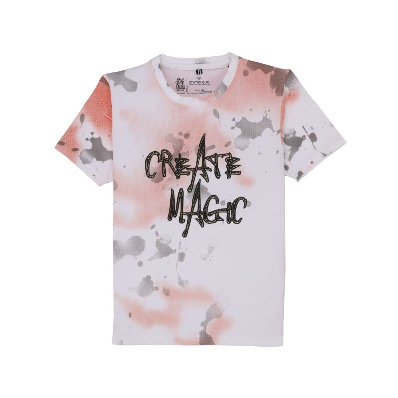 Status Quo Kids Boys All-Over Printed Half Sleeves Regular Fit Tshirt