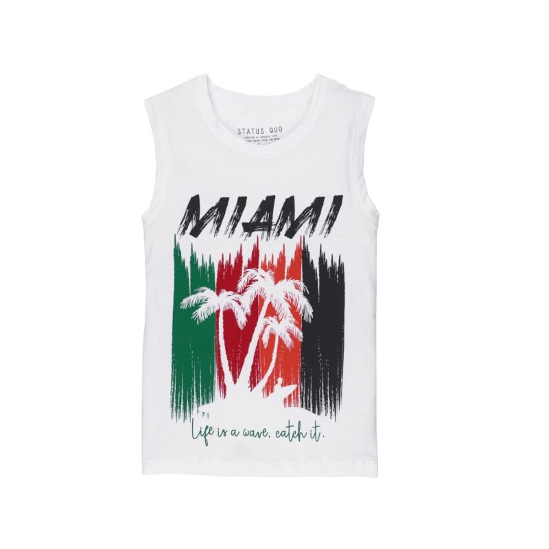 Status Quo Boys Printed Sleeveless T-Shirt