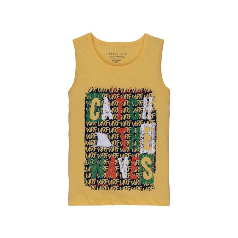 Status Quo Boys Printed Sleeveless T-Shirt