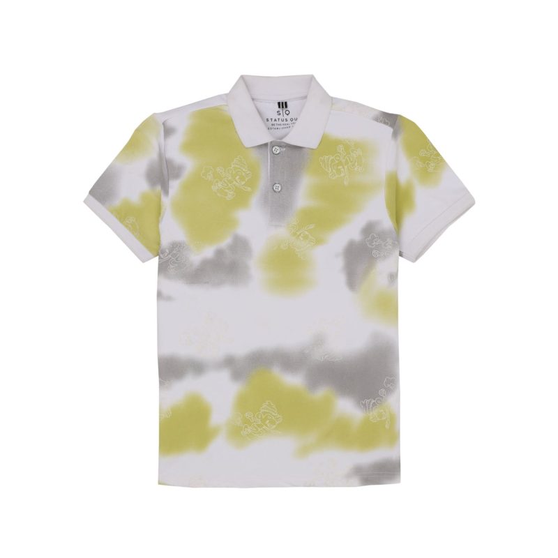 Status Quo Boys Graphic Print Polo Collar Half Sleeves Regular Fit Tshirt