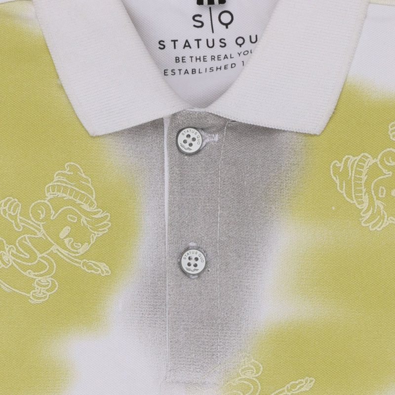 Status Quo Boys Graphic Print Polo Collar Half Sleeves Regular Fit Tshirt