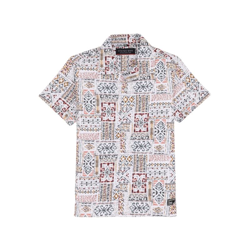 Status Quo Boys Printed Half Sleeves Regular Fit Shirt