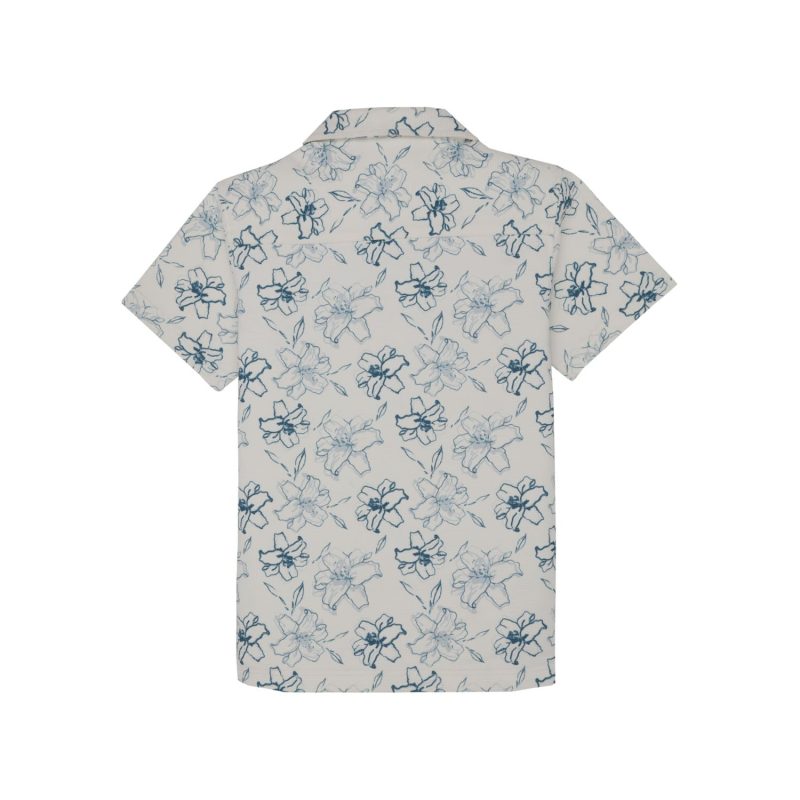 Status Quo Boys Floral Print Cuban Collar Half Sleeves Regular Fit Shirt