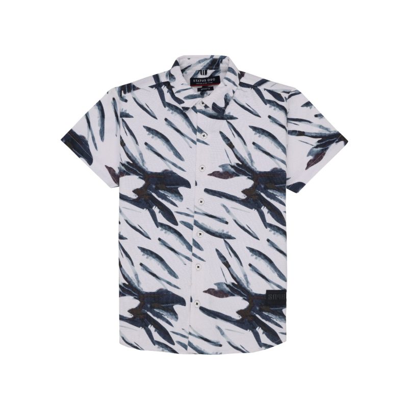 Status Quo Boys Graphic Print Collared Neck Half Sleeves Regular Fit Shirt