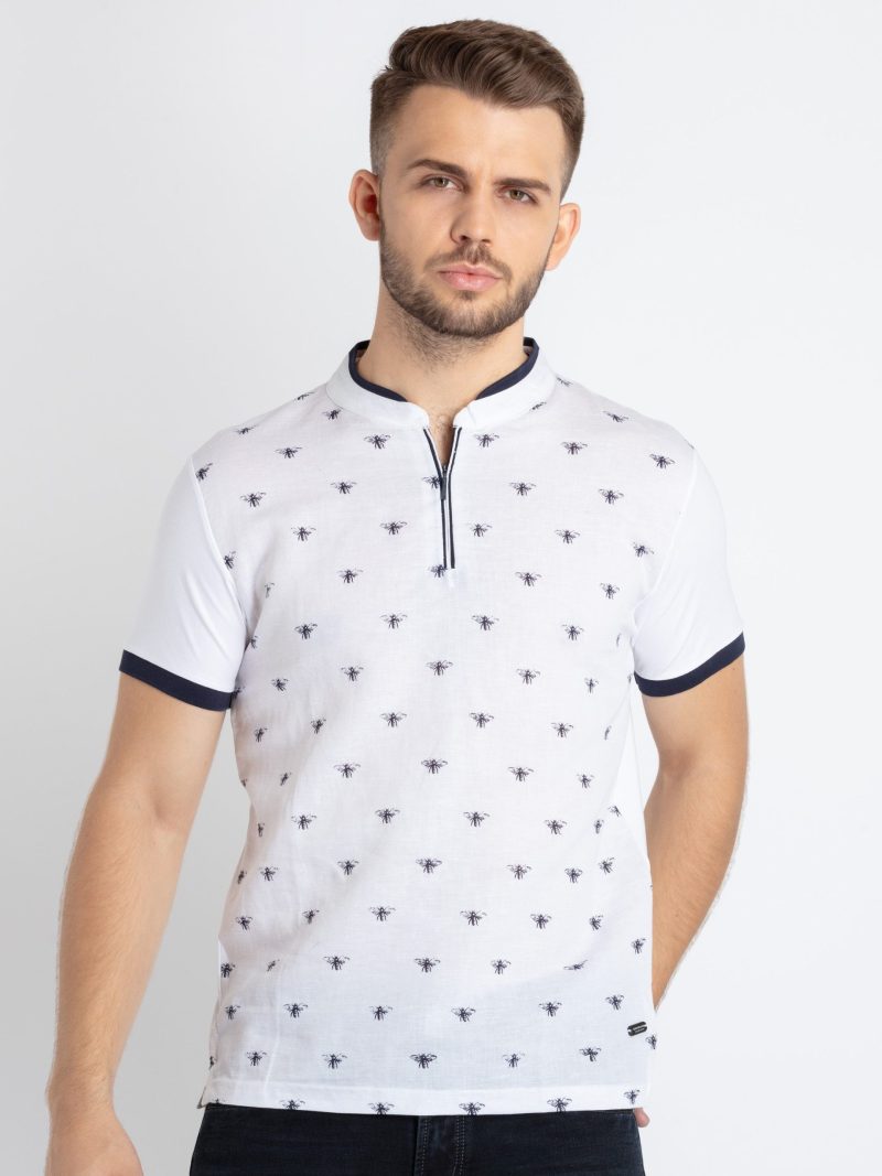 Status Quo Mens Printed Henley Neck T-Shirt