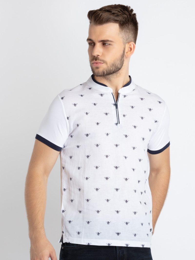 Status Quo Mens Printed Henley Neck T-Shirt