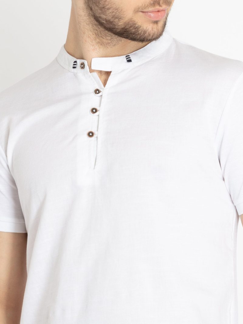 Mens Solid Henley Neck T-Shirt