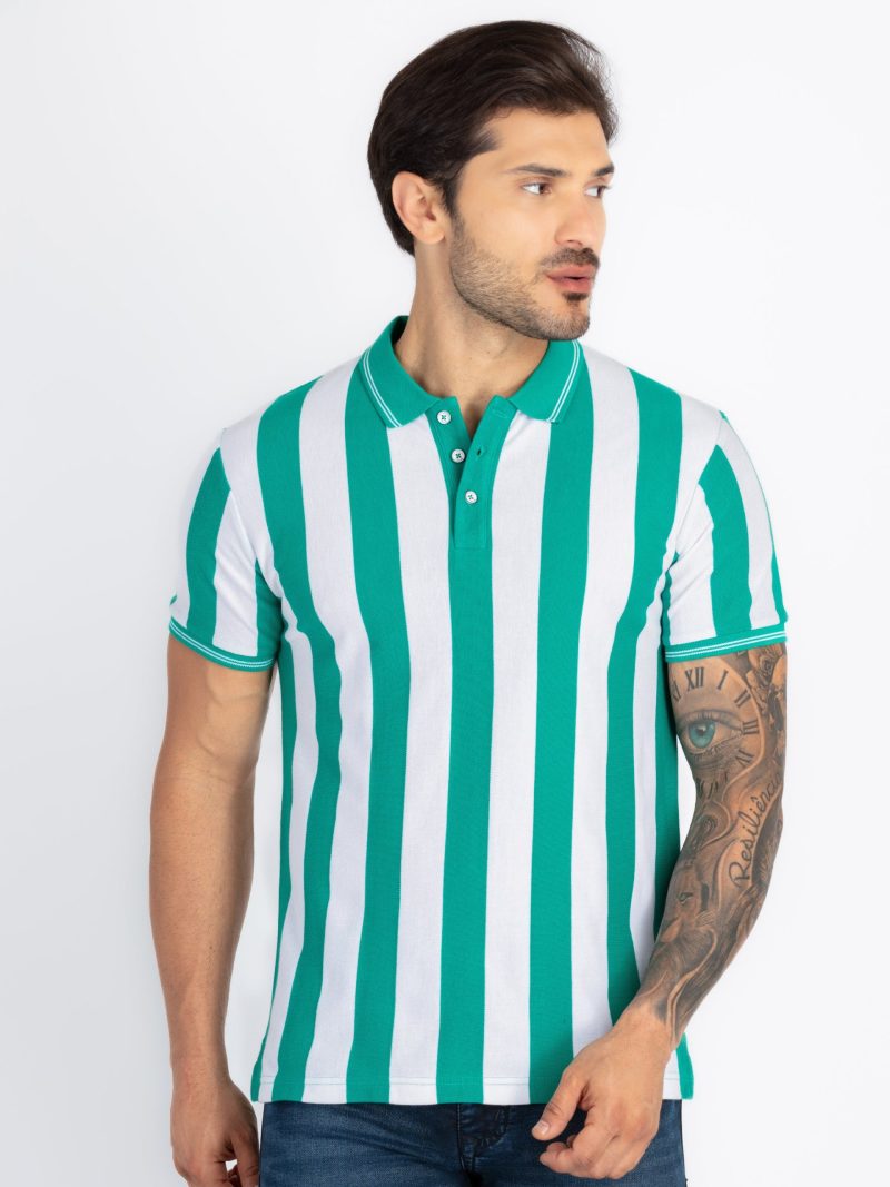Status Quo Mens Striped Polo T-Shirt