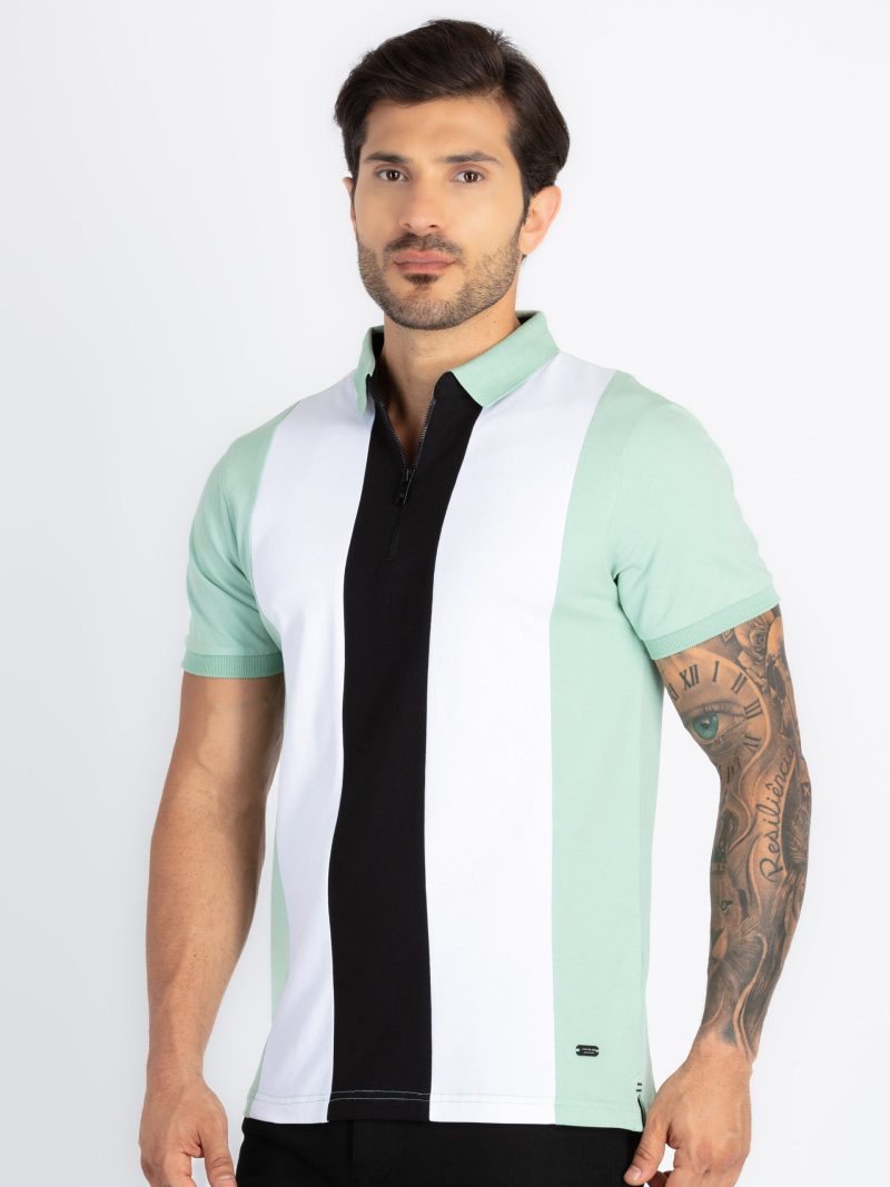 Mens Colourblock Polo T-Shirt