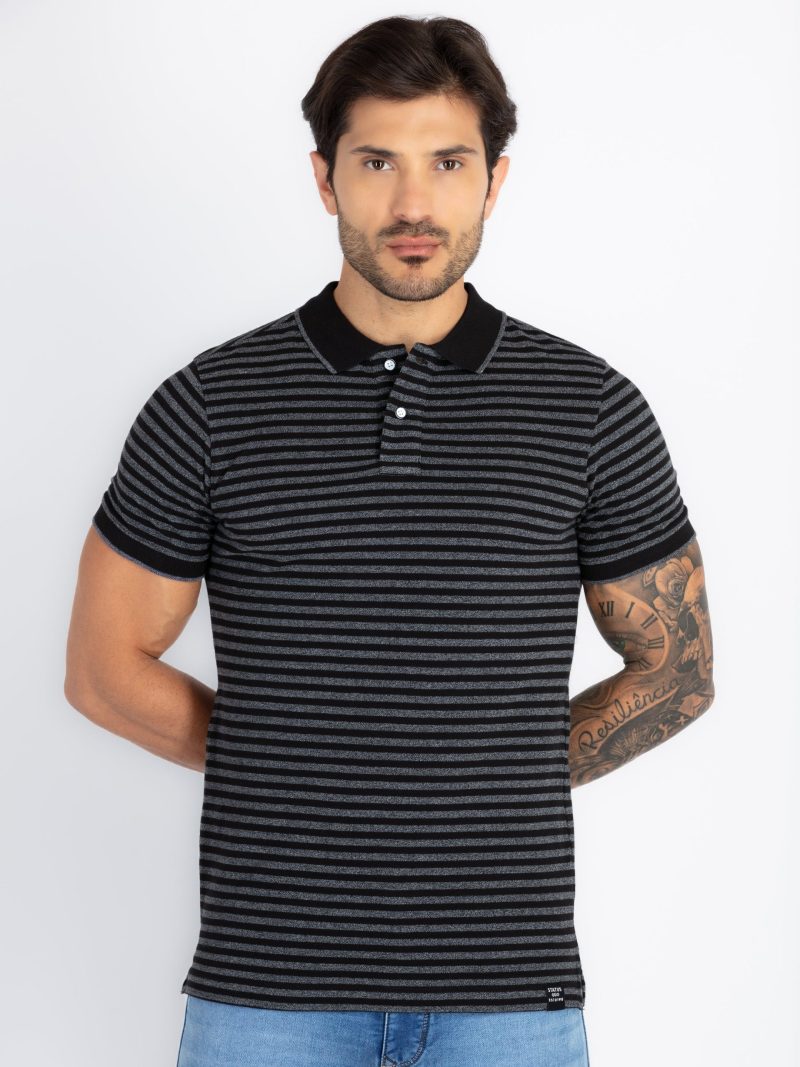 Status Quo Mens Striped Polo T-Shirt