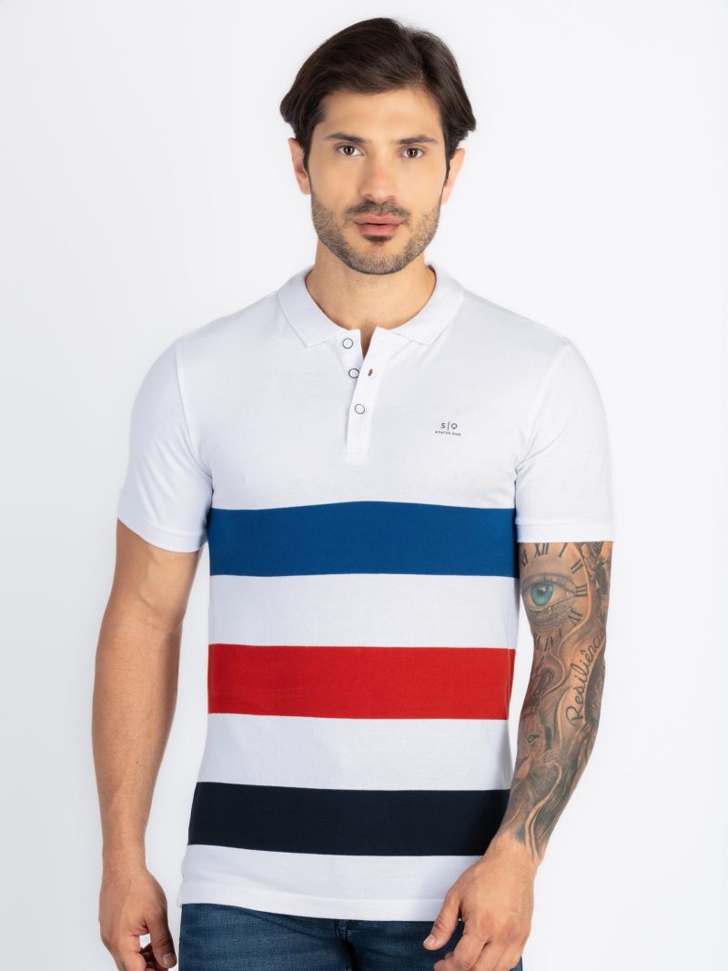 Mens Colourblock Polo T-Shirt