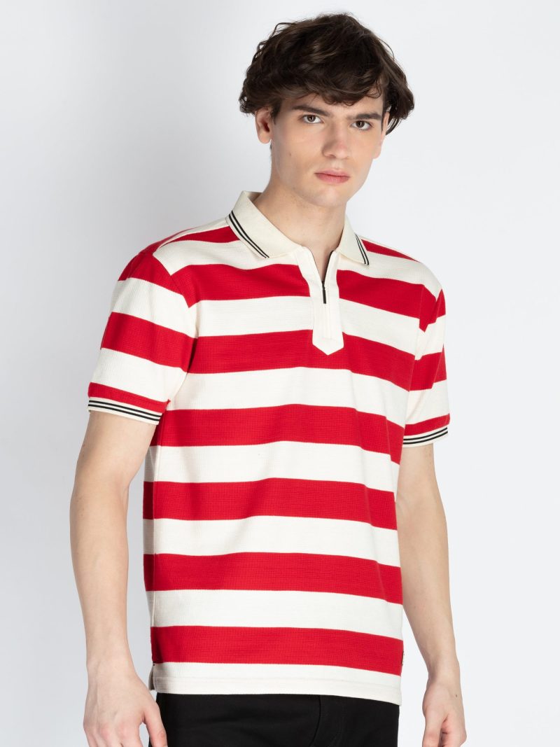 Status Quo Mens Horizontal Striped Polo T-Shirt