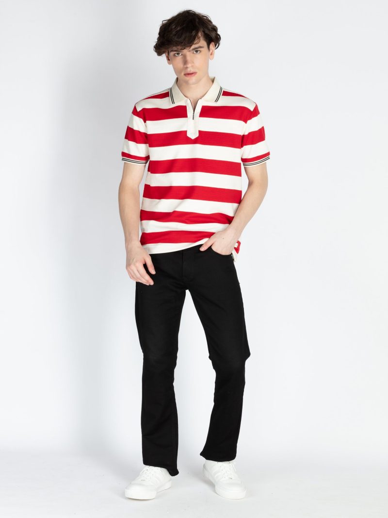 Status Quo Mens Horizontal Striped Polo T-Shirt