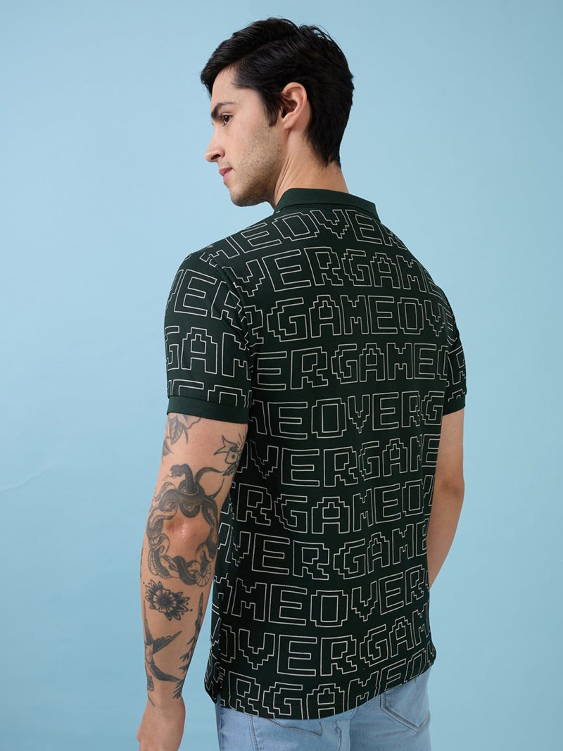 Status Quo Men'S Typography Printed Polo Collar Half Sleeves Regular Fit Tshirt