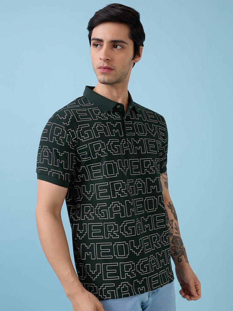 Status Quo Men'S Typography Printed Polo Collar Half Sleeves Regular Fit Tshirt