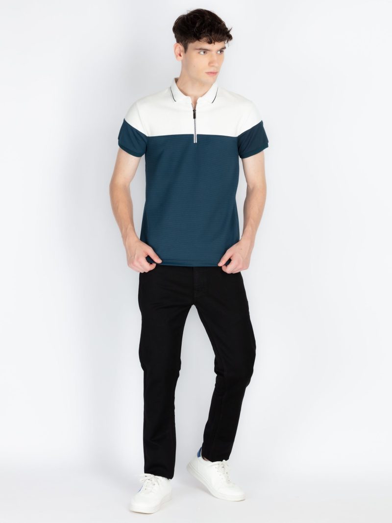 Status Quo Mens Colourblocked Polo Collar T-Shirt