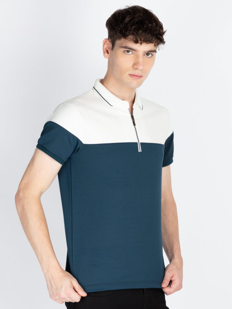 Status Quo Mens Colourblocked Polo Collar T-Shirt